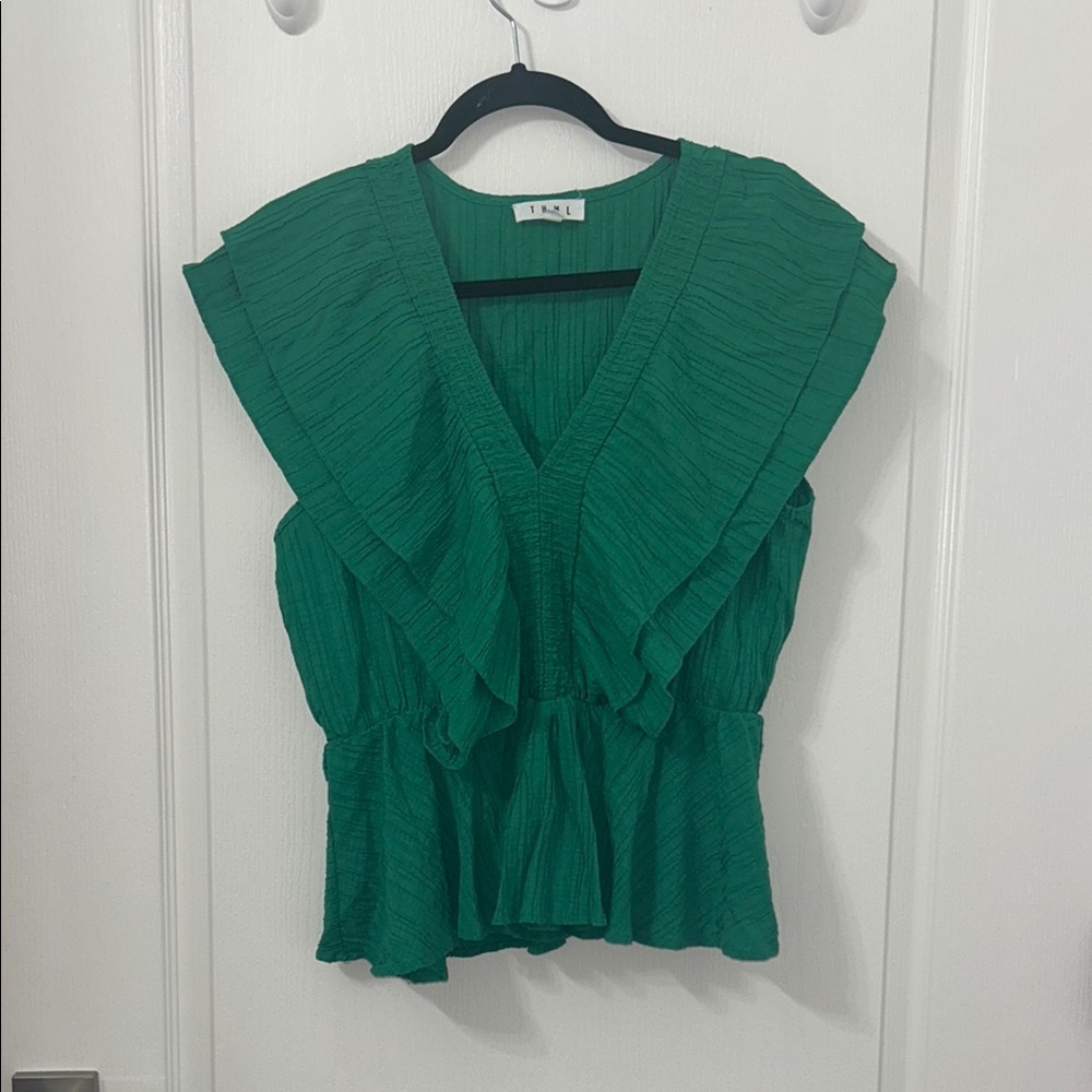 Green Pleated Women's Top